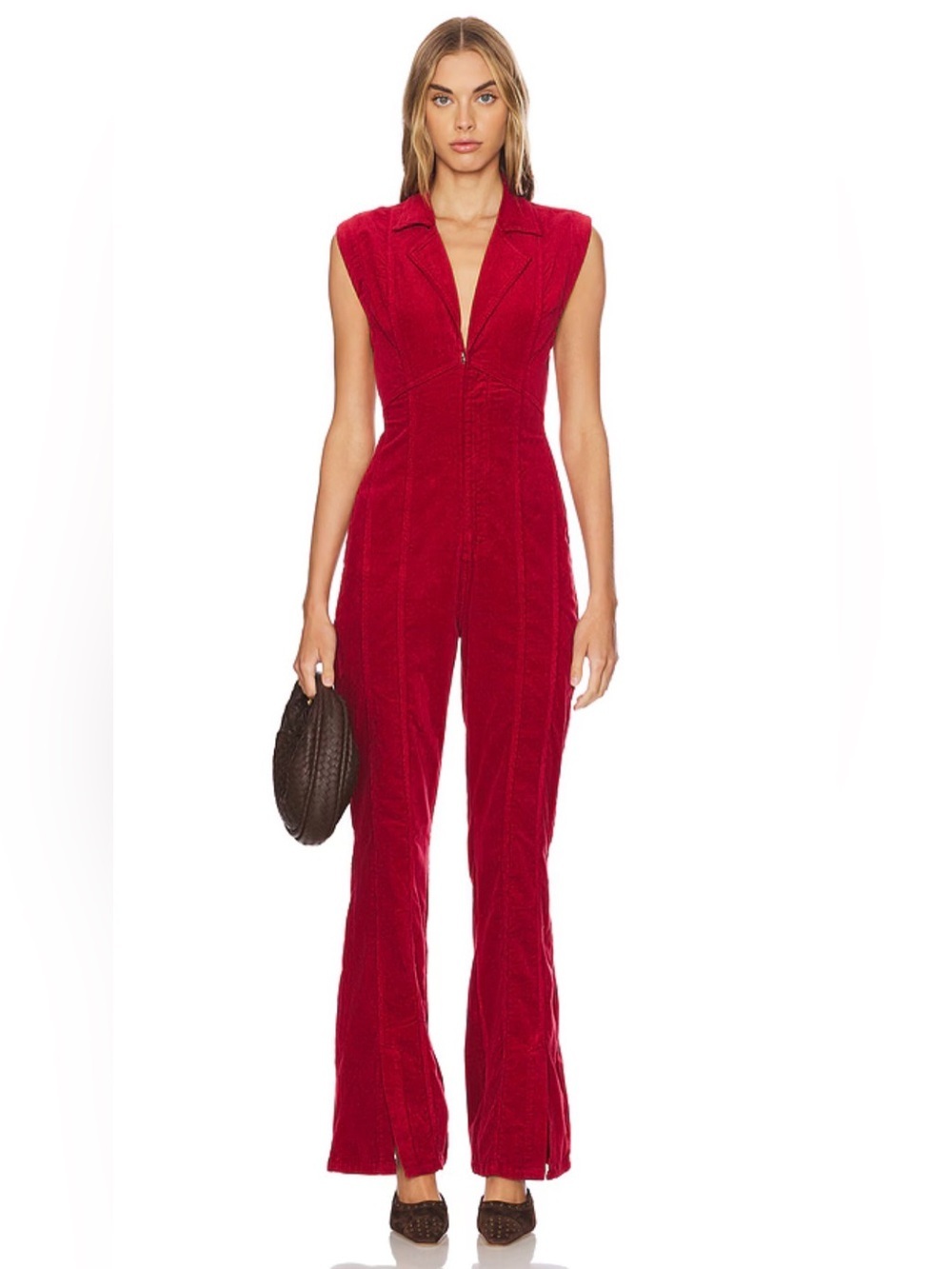Free People Women's Red Crvy Ring The Alarm Corduroy One-Piece, Size S